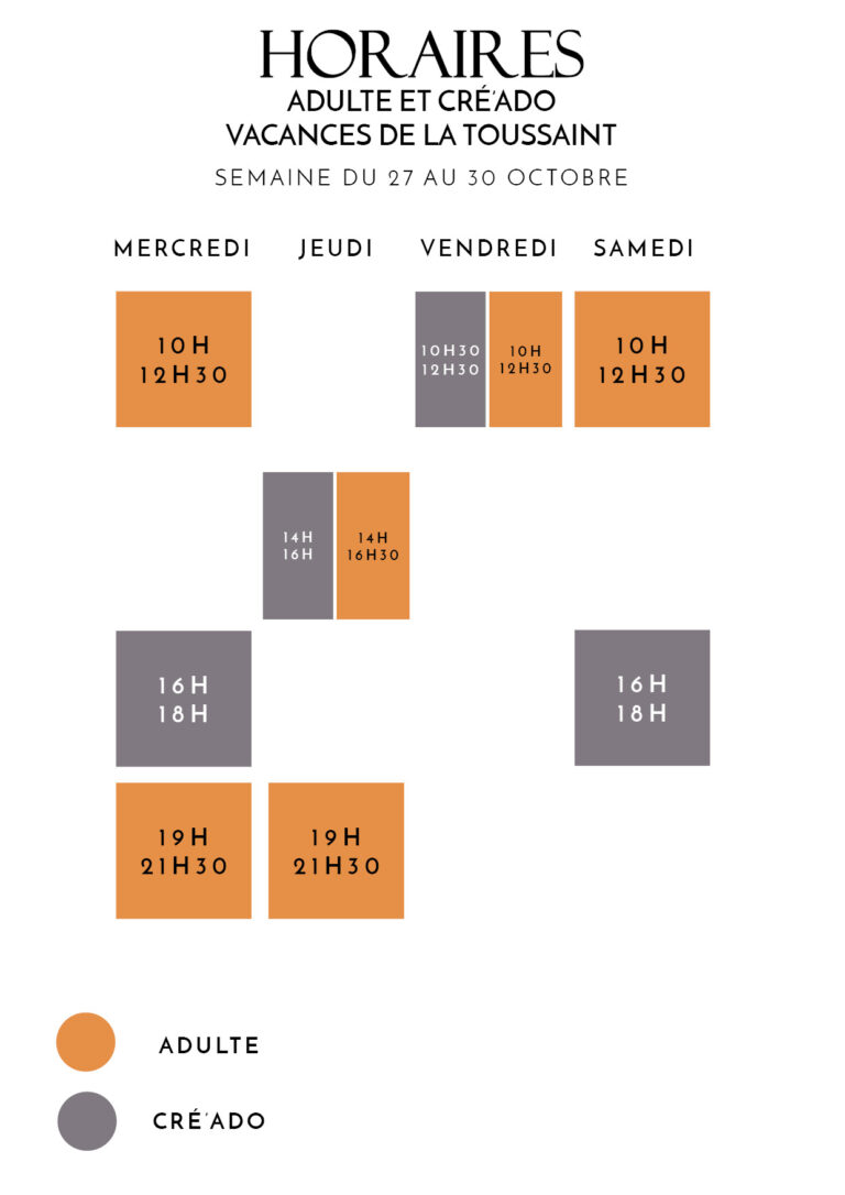 HORAIRES VACANCES